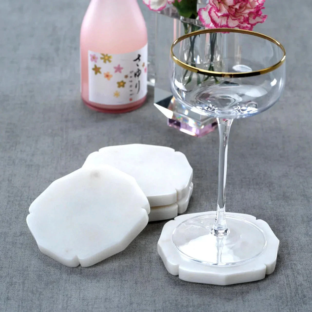 Pietre White Marble Coasters (Set of 4)