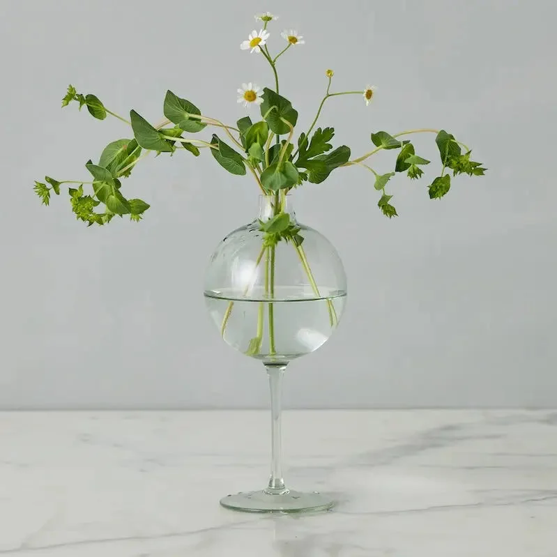 9" Sage Green Wine Glass Shaped Flower Vase