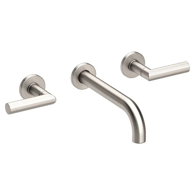 Pavani Two Handle Wall-Mount Bathroom Faucet - Satin Nickel PVD