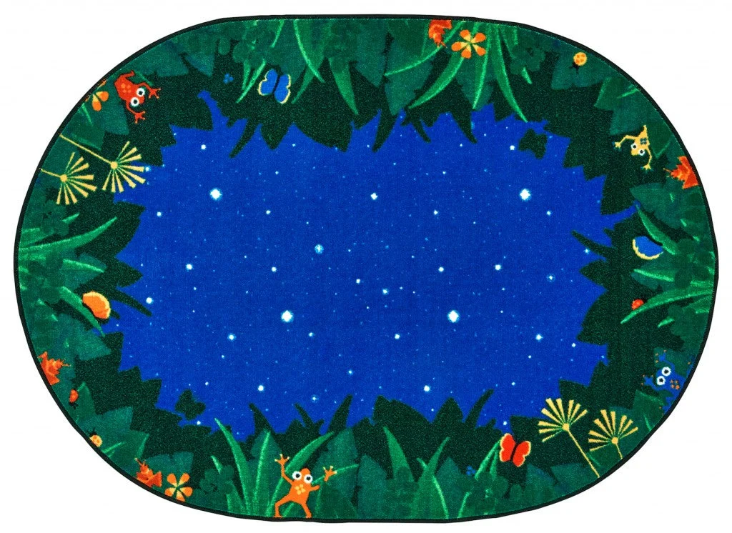 Carpets for Kids Peaceful Tropical Night Classroom Rug, Oval