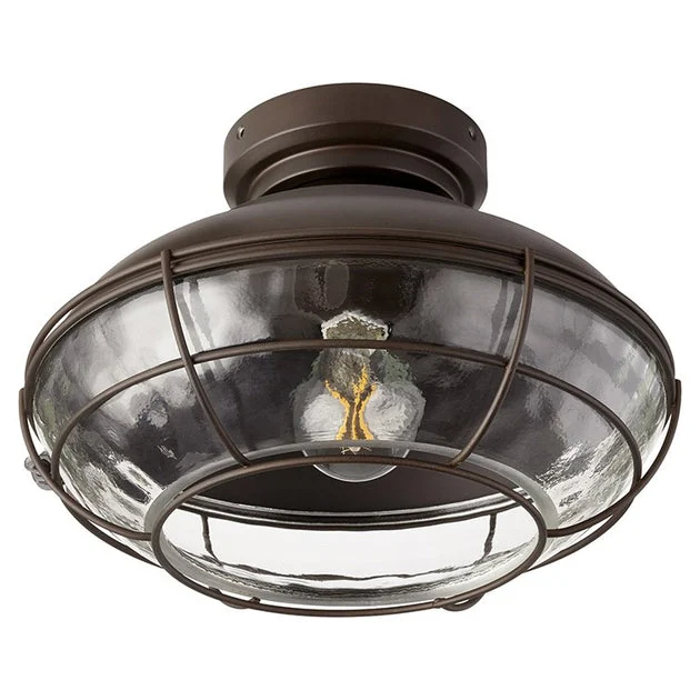 Windmill Large Single-Light Ceiling Fan Light Kit with Metal Cage and Clear Glass Shade