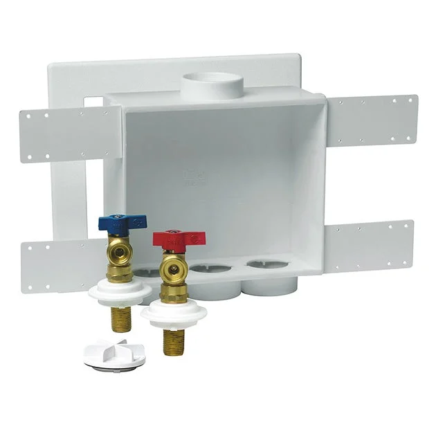 Quadtro Washing Machine Outlet Box with 1/4 Turn Brass Valve/Copper Sweat