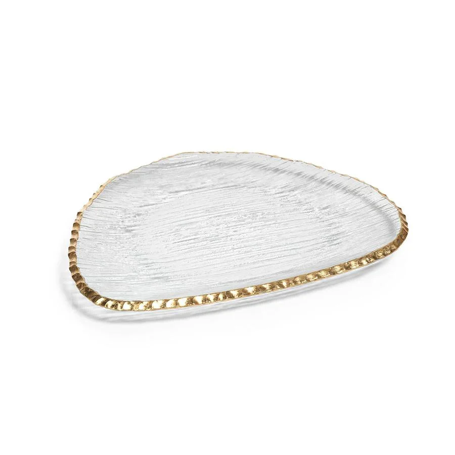 Clear Textured Plate with Jagged Gold Rim