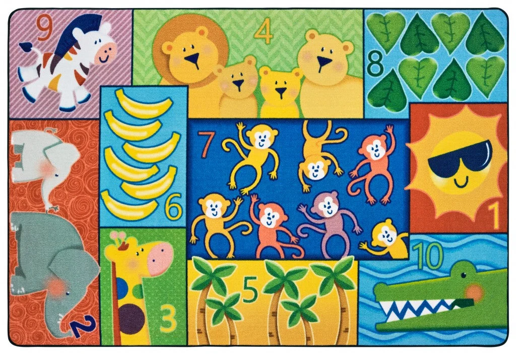 Carpets For Kids Jungle Jam Counting Educational Rug, Rectangle