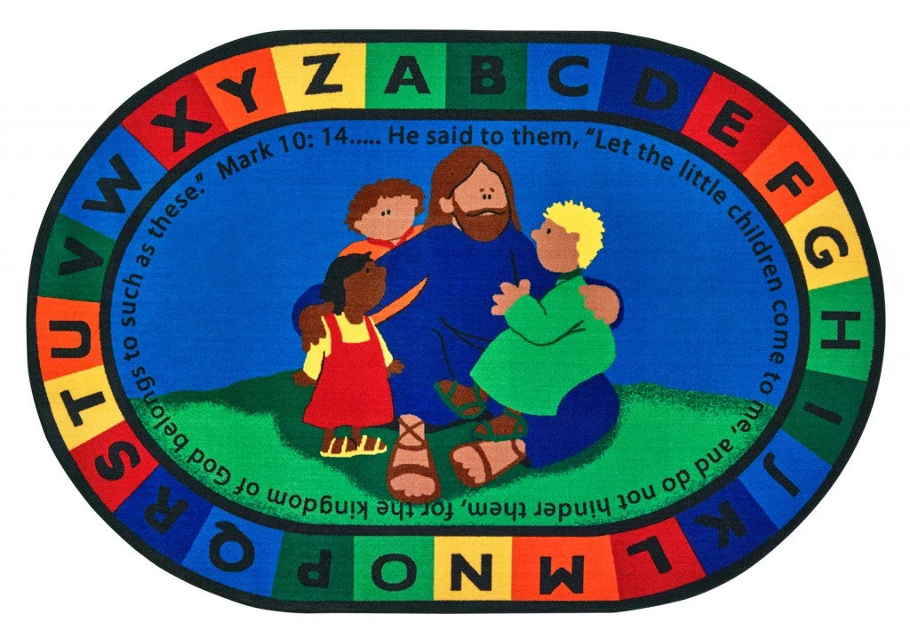 Carpets for Kids Jesus Loves the Little Children Learning Rug, Oval