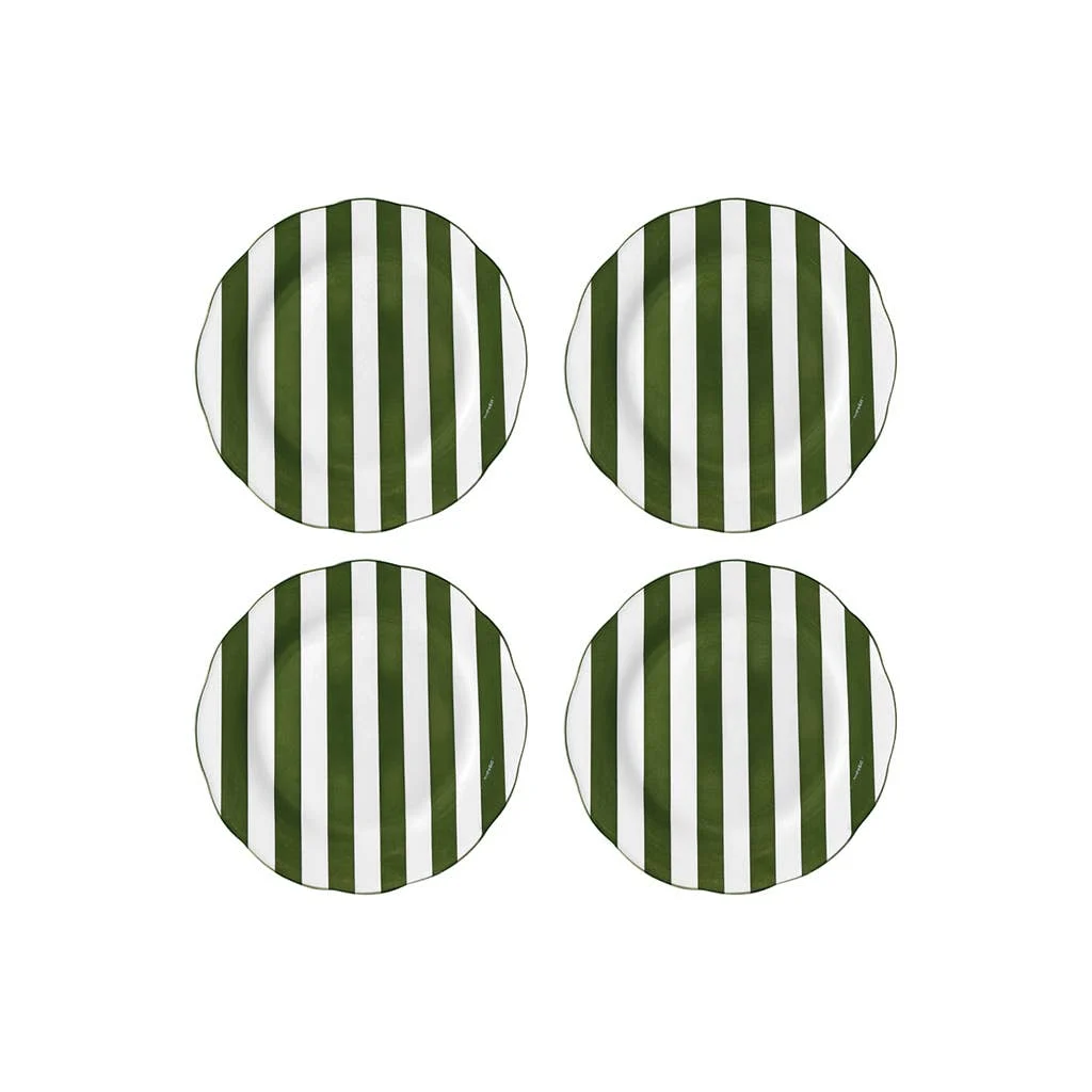 Green Stripe Dessert Plate