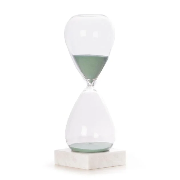 90-Minute Sand Timer on Crystal Base with Light Blue Sand