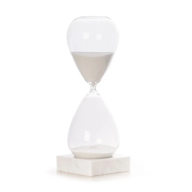 90-Minute Sand Timer on Crystal Base with White Sand