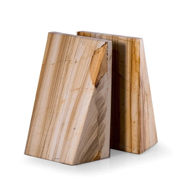 Natural Marble Wedge Bookends Set of 2