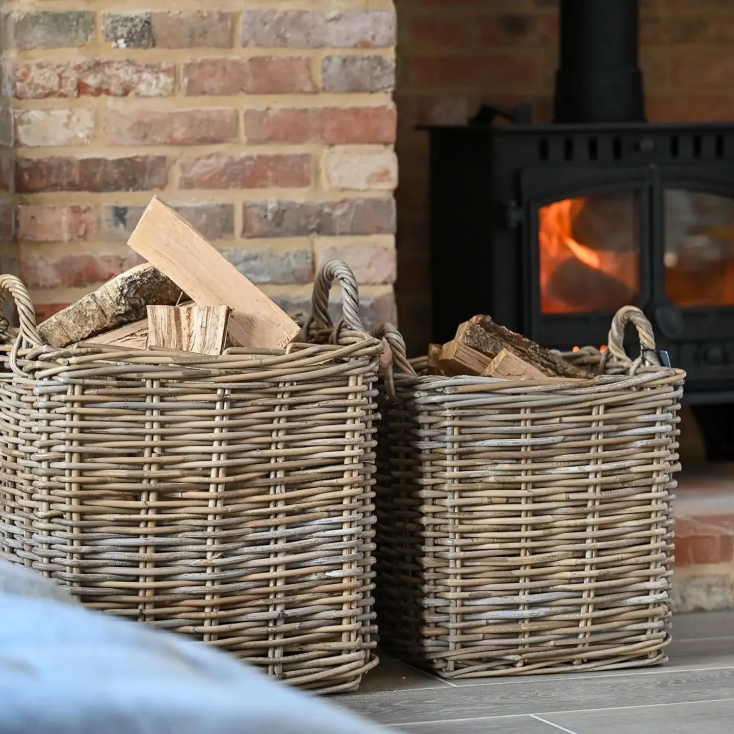 Rattan Square Kubu Grey Basket