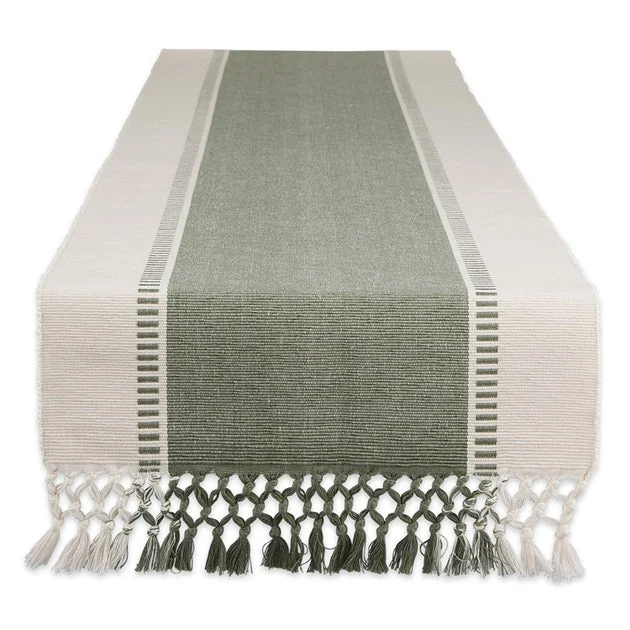 DII Artichoke Green Dobby Stripe 13" x 108" Table Runner