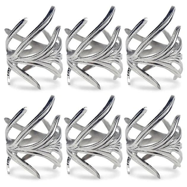 DII Antique Silver Branch Napkin Rings Set of 6