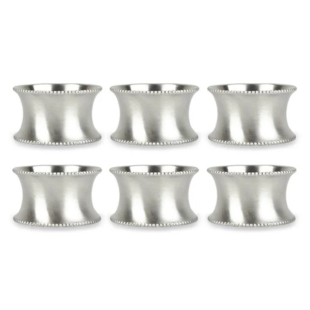 DII Beaded Silver Napkin Rings Set of 6