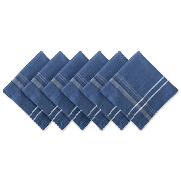 DII Blue Chambray French Stripe 20" x 20" Napkins Set of 6