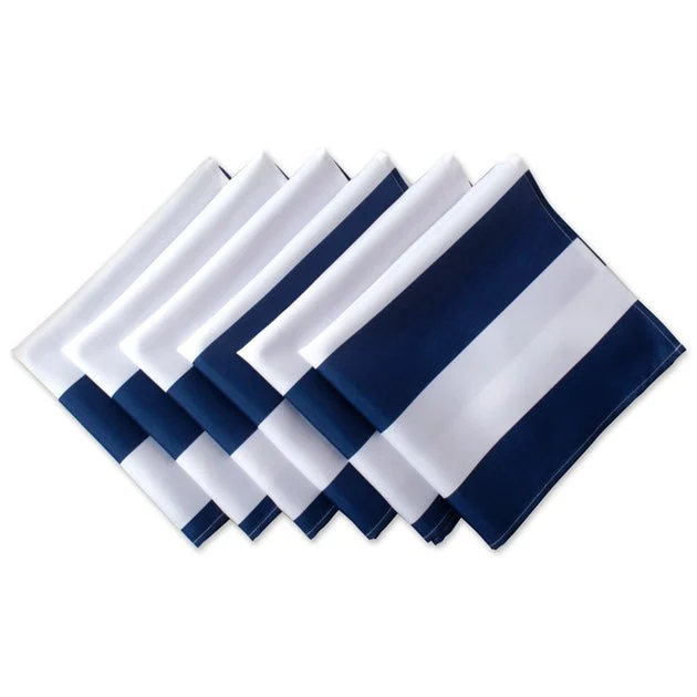 DII Nautical Blue Cabana Stripe Print Outdoor 20" x 20" Napkins Set of 6