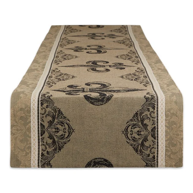 DII Fleur De Lis Stripe Jacquard 72" x 14" Table Runner