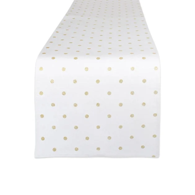 DII Reversible Polka Dot Gold Metallic 90" x 13" Table Runner
