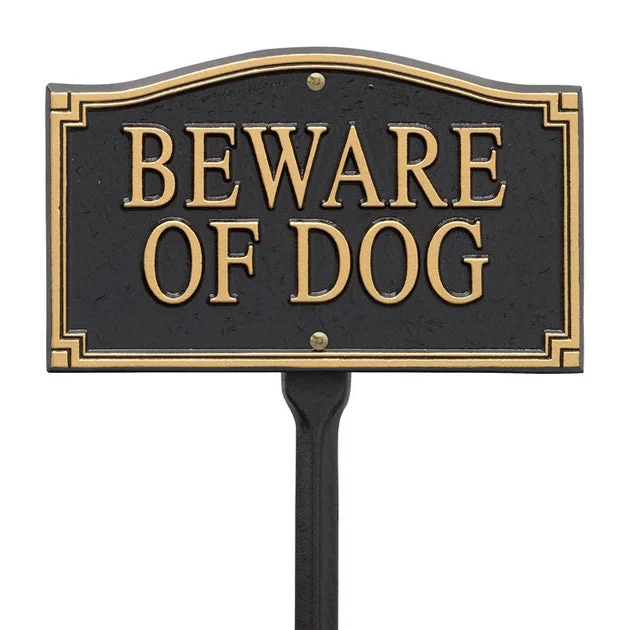 Beware of Dog Wall/Lawn Statement Marker - Black/Gold