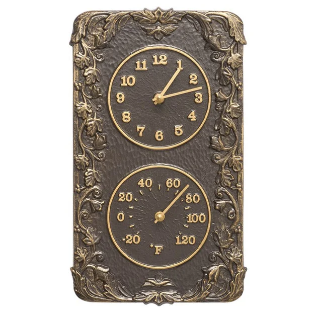 Acanthus Thermometer and Clock- French Bronze