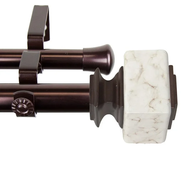 Estee Double Curtain Rod 1" Diameter x 66" - 120" Long - Bronze