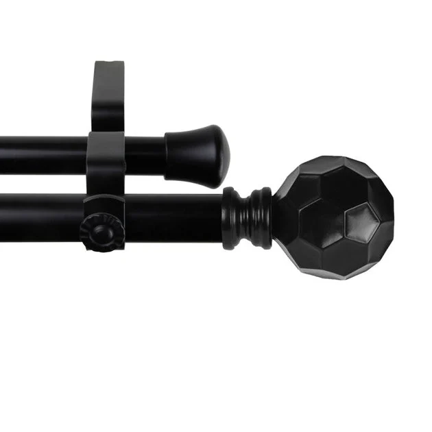 Juliette Double Curtain Rod 13/16" Diameter x 28" - 48" Long - Black