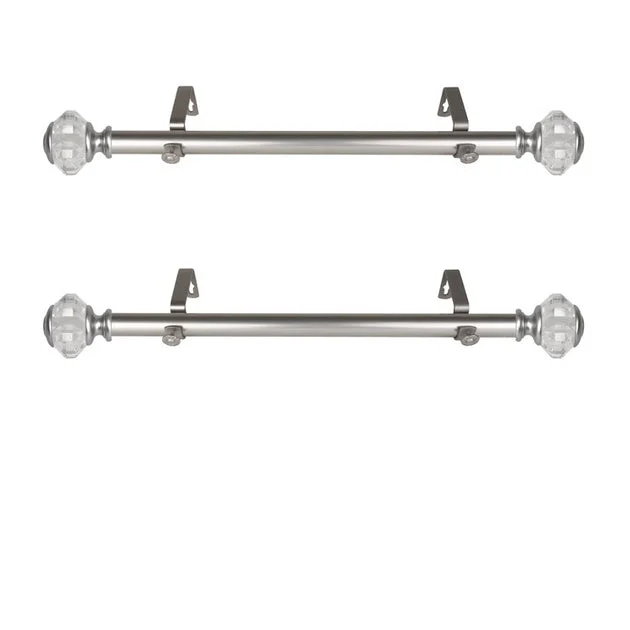Lea 1" Diameter x Side Curtain Rod 12" - 20" Long (Set of 2) - Satin Nickel