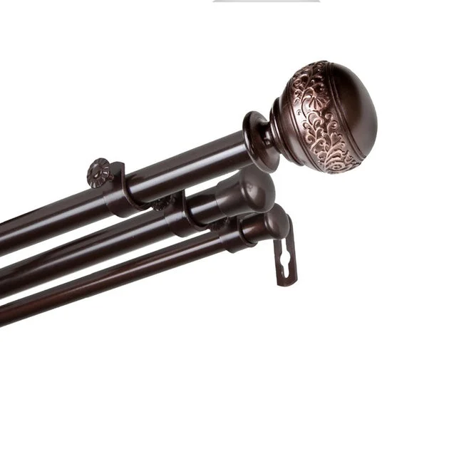 Kathy Triple Curtain Rod 13/16" Diameter x 48" - 84" Long - Cocoa