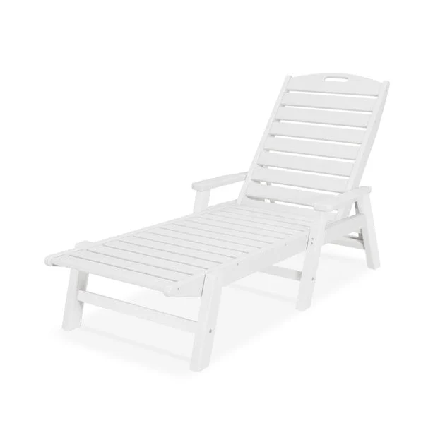 Nautical Chaise with Arms - White