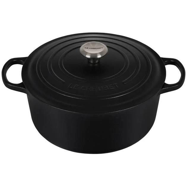 Signature 7.25-Quart Cast Iron Round Dutch Oven with Stainless Steel Knob - Licorice
