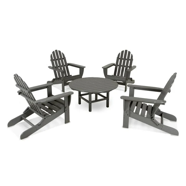 Classic Folding Adirondack Five-Piece Conversation Group - Slate Gray