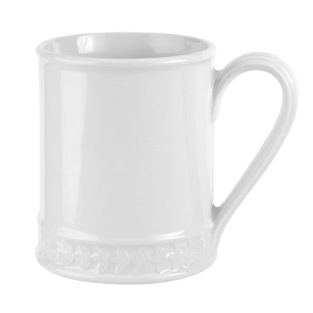 Botanic Garden Harmony 16 oz Embossed Tankard Mugs Set of 4 - White