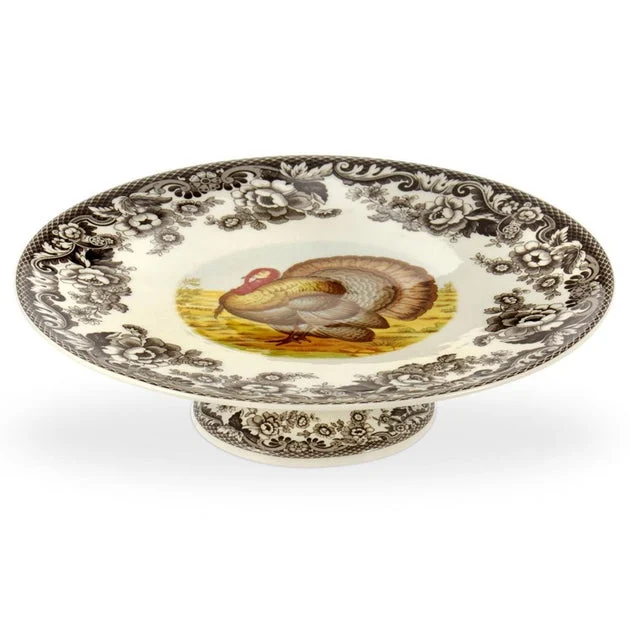 Spode Woodland 10.5" Footed Cake Plate - Turkey
