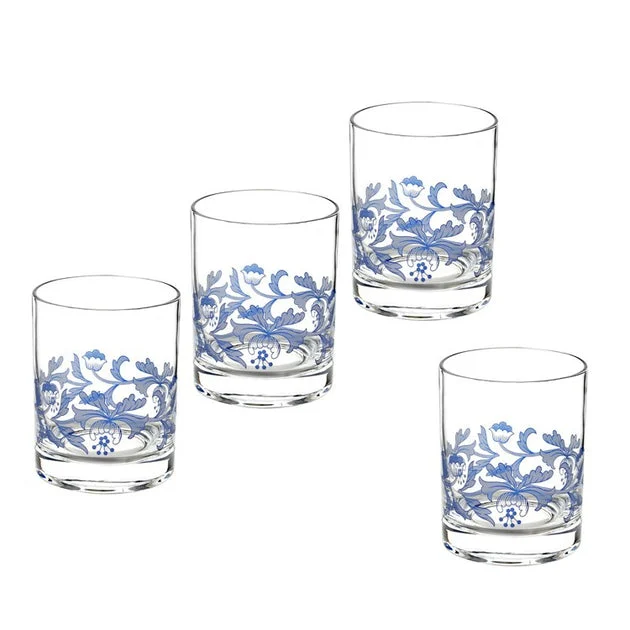 Spode Blue Italian Double Old Fashioned Glasses Set of 4