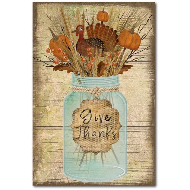 Give Thanks Jar 12" x 18" Gallery-Wrapped Canvas Wall Art