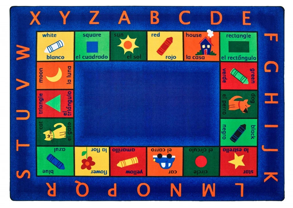 Carpets for Kids Bilingual Circletime Educational & Learning Rug, Rectangle