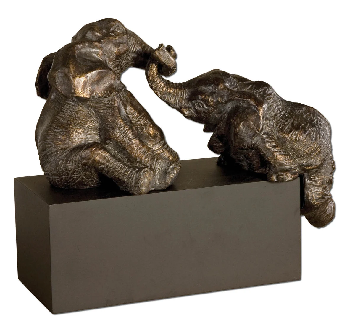 Uttermost Bronze Elephant Sculptures – Playful Resin Figurines with Black Base