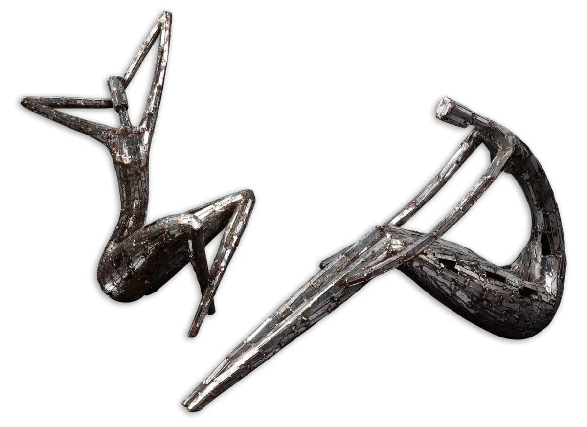 Uttermost Dahy Silver Abstract Figurines – Modern Sculptures for Tabletop Decor