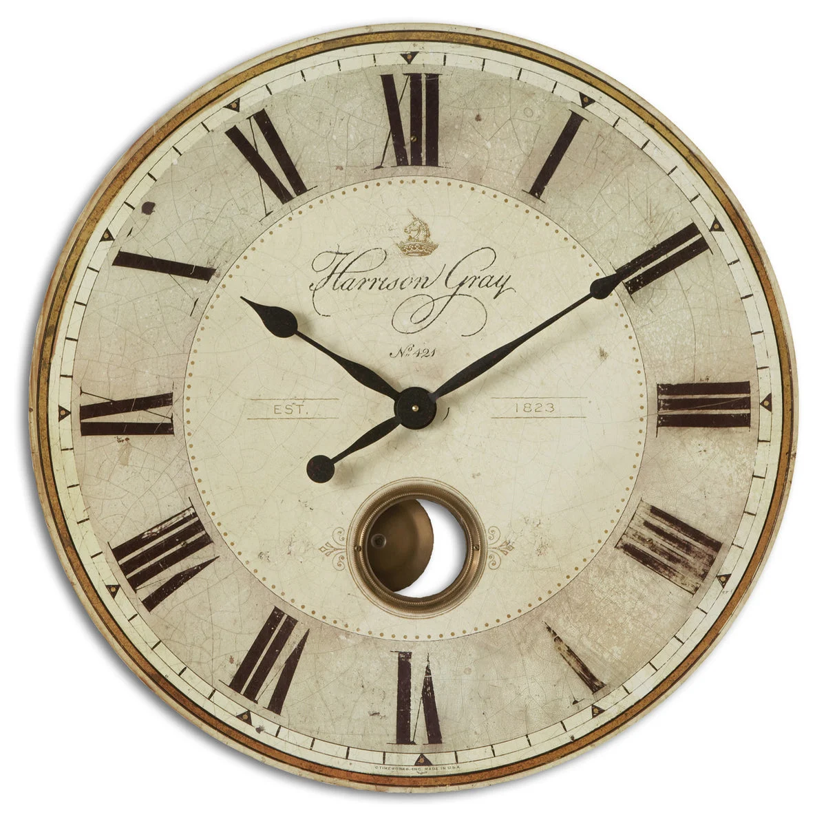 Uttermost Harrison Gray 30" Wall Clock – Oversized Industrial Design, Roman Numerals, Gray Finish, 30"x30"x2.5"