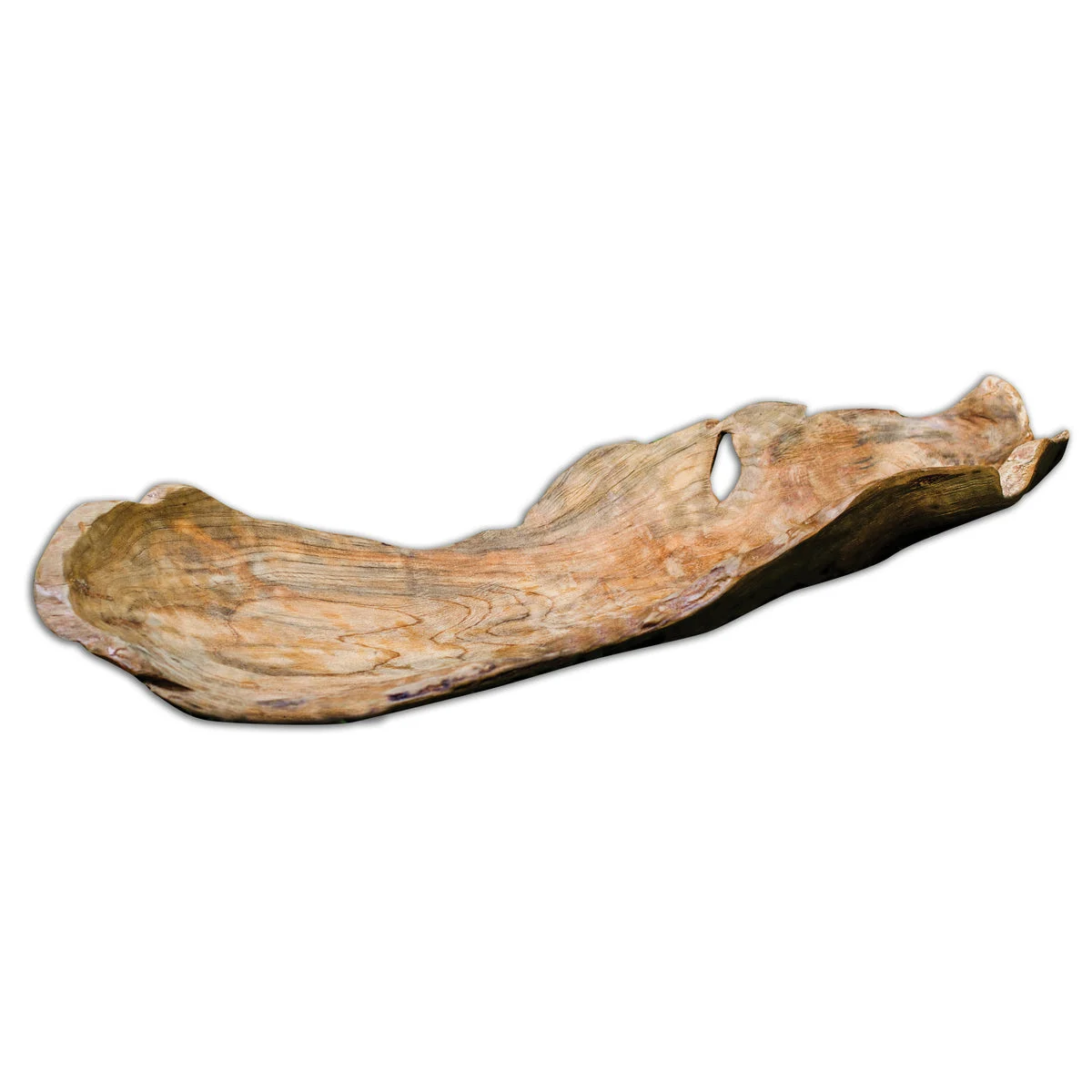 Uttermost Teak Leaf Bowl – Handcrafted Natural Teak Wood, 9.75"D × 4.75"H, Indoor & Outdoor