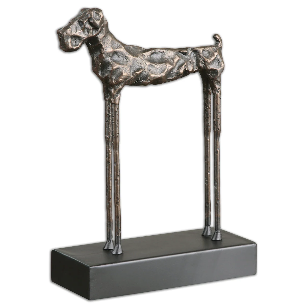 Uttermost Maximus Distressed Cast Iron Dog Figurine with Golden Bronze Accents – 13" Tall Decorative Sculpture