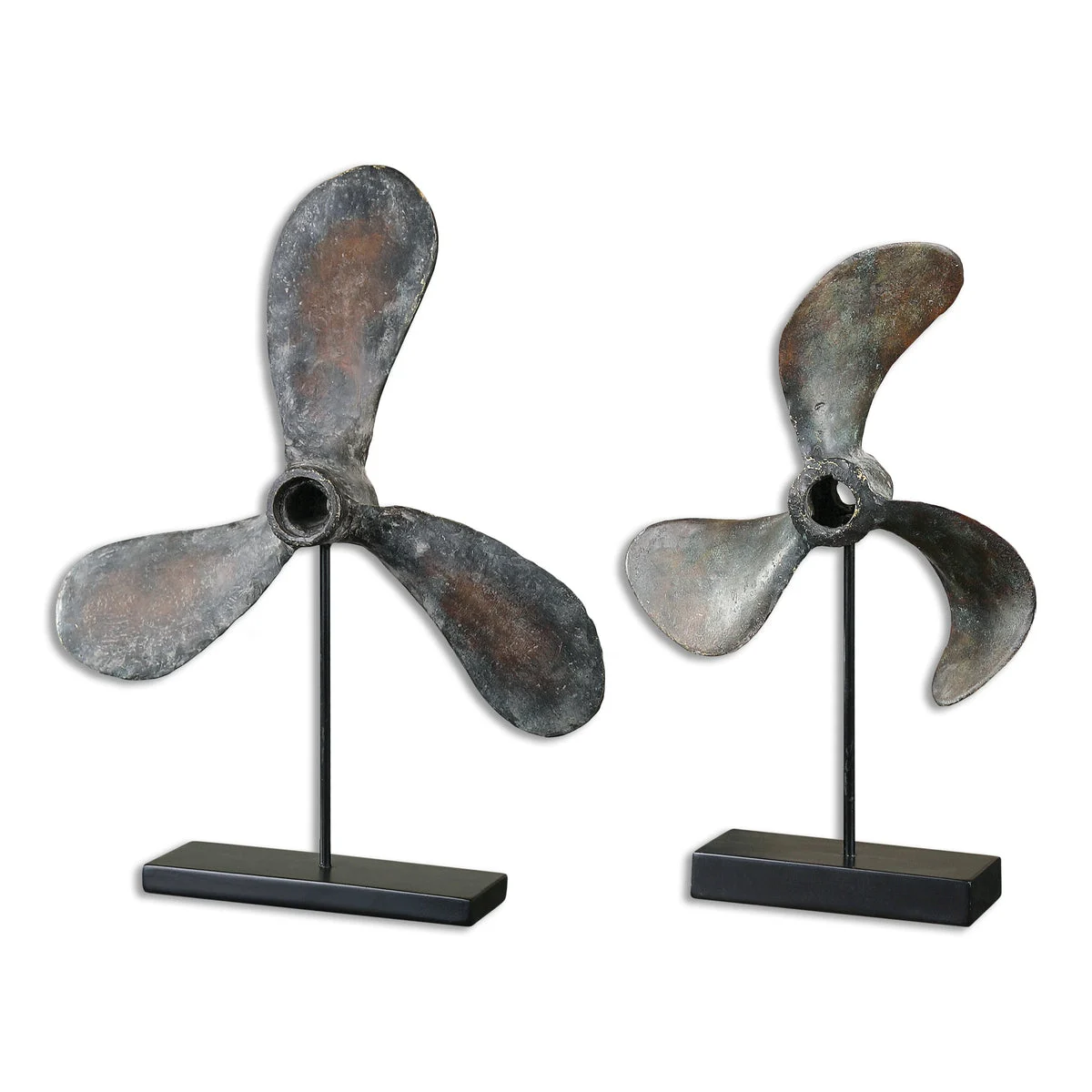 Uttermost Vintage Boat Propeller Sculptures – Nautical Decor Set with Rust Finish