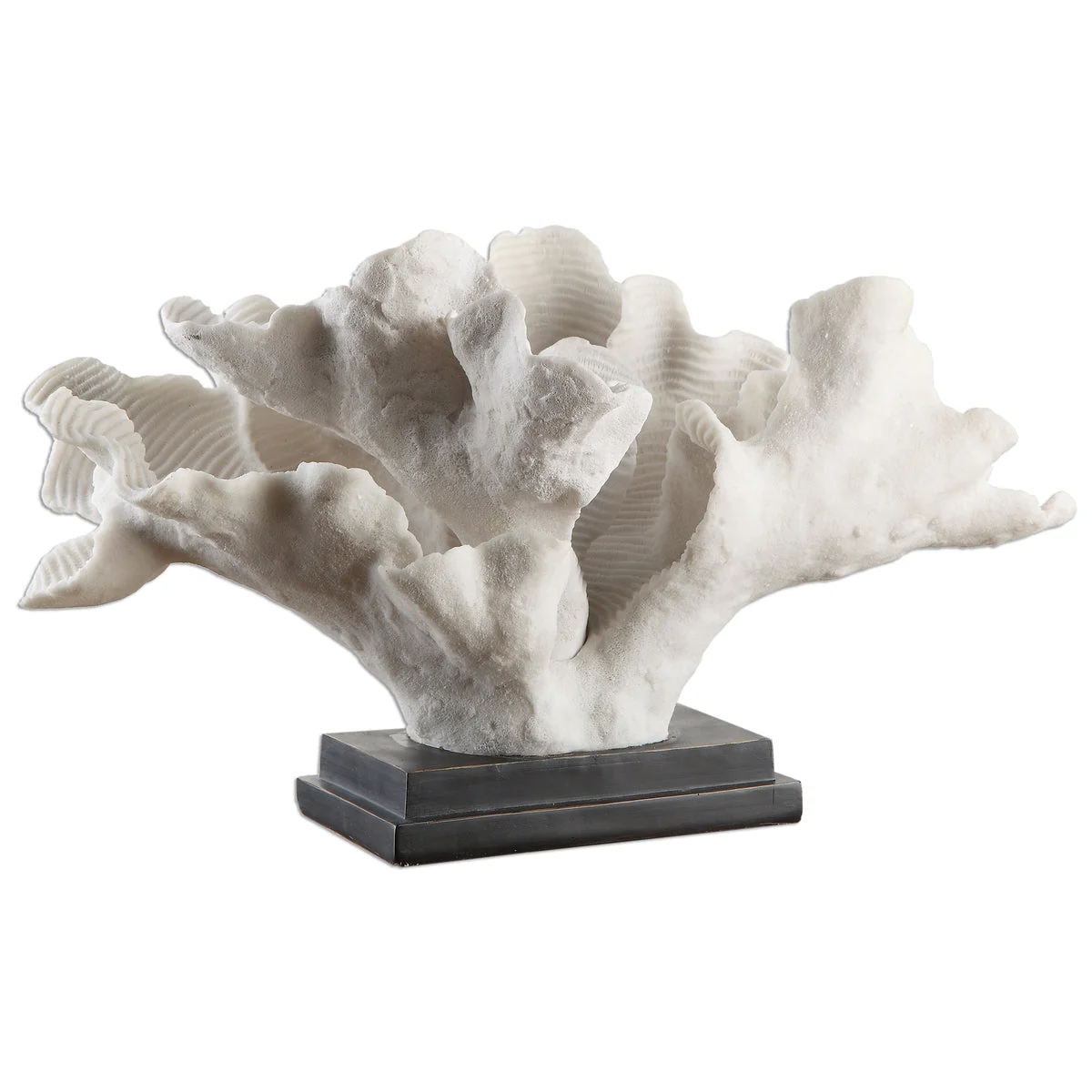 Uttermost Coral Statue – Coastal White Blade Coral on Black Base