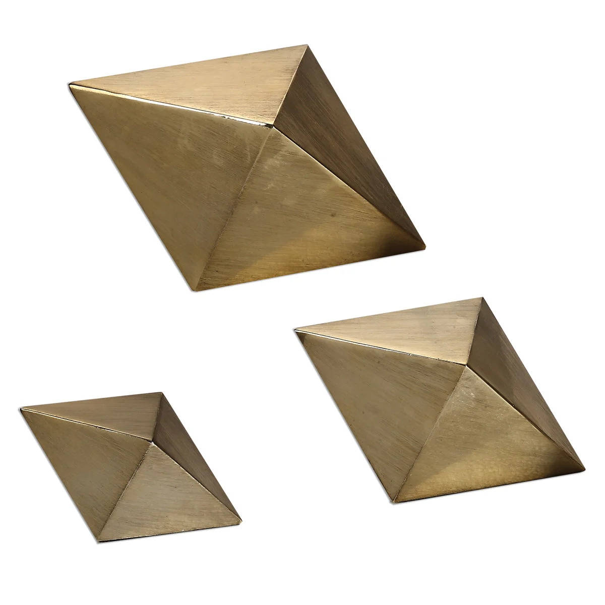 Uttermost Geometric Rhombus Sculptures – Antiqued Champagne Accent Set