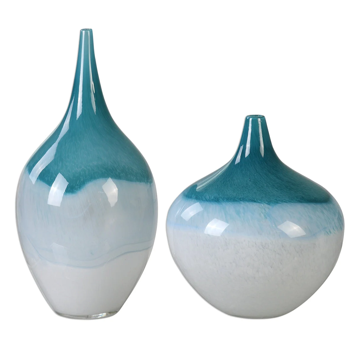 Uttermost Gradient Glass Vases – Carla Teal to White Decorative Set