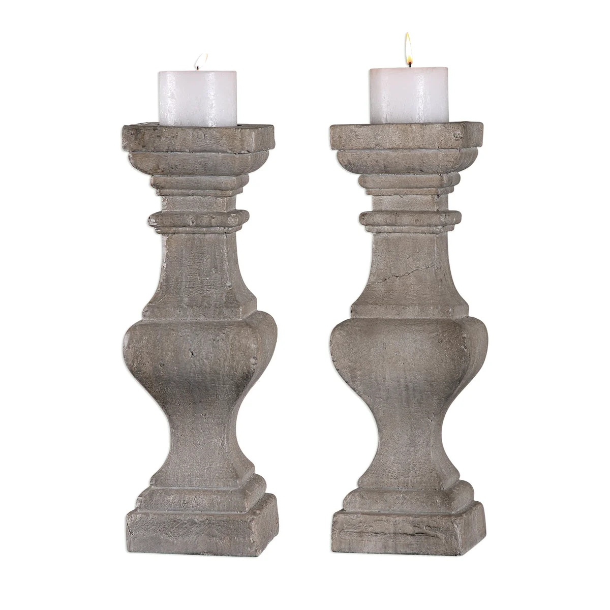 Uttermost 18705 Corin Stone Ivory Candleholders S/2