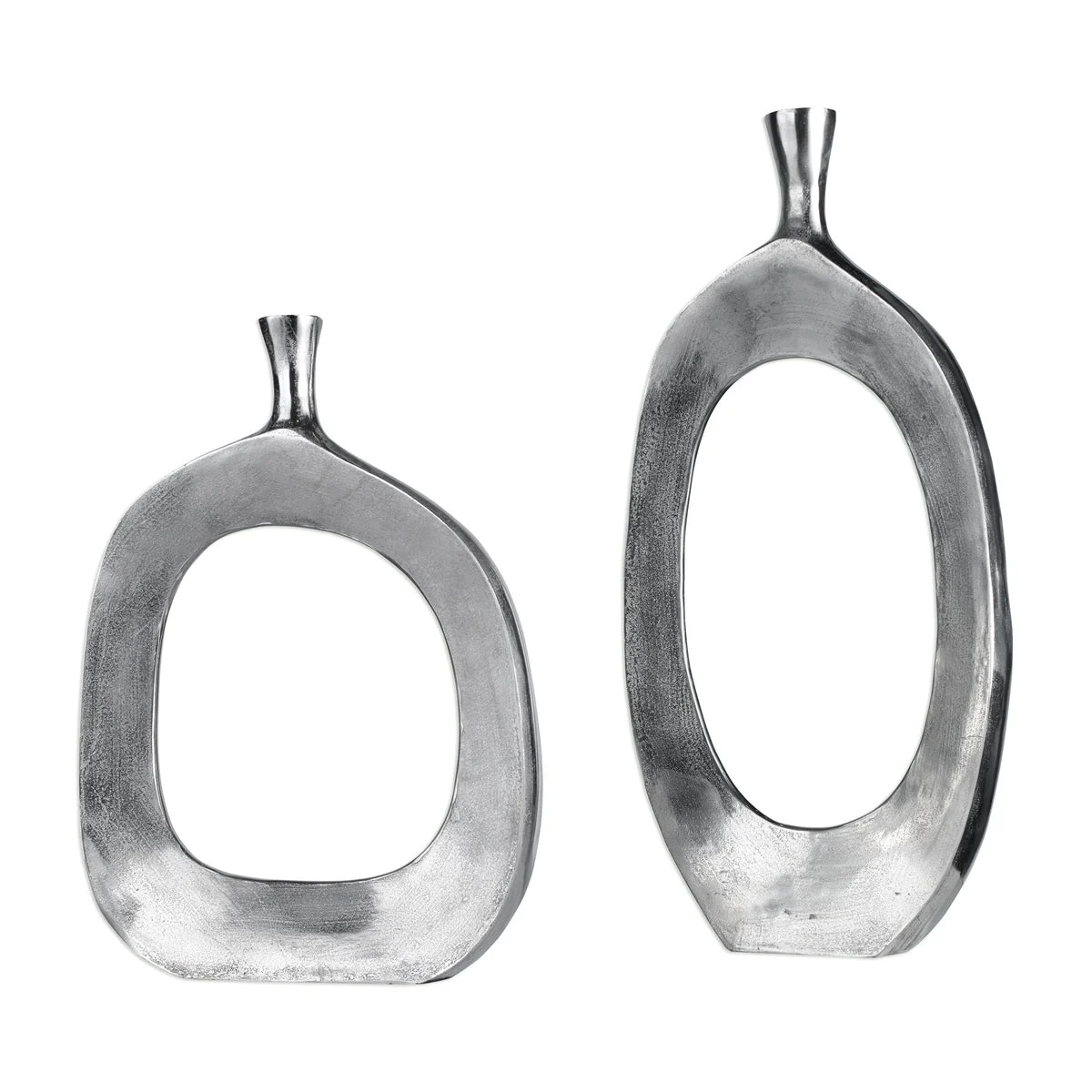 Uttermost Cierra Oversized Aluminum Vases Set of 2 – Textured Nickel Finish