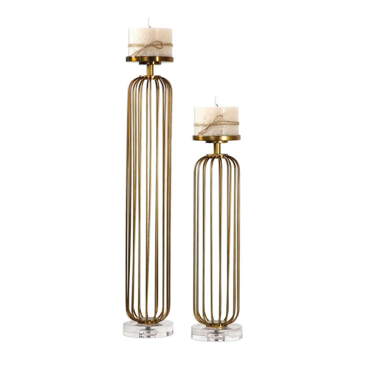 Uttermost 18819 Cesinali Antique Gold Candleholders S/2