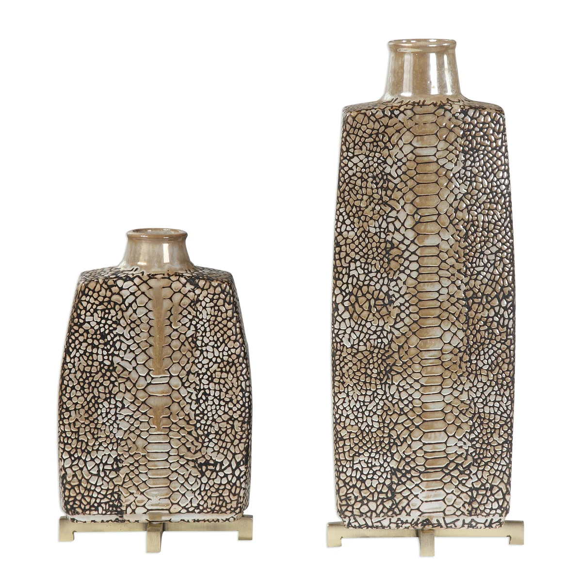 Uttermost 18807 Reptila Textured Ceramic Vases S/2
