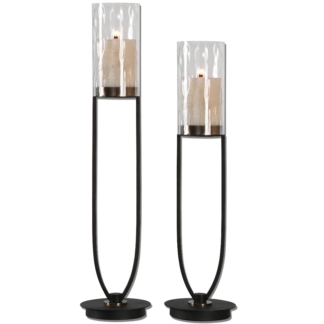 Uttermost Durga Candleholders – Matte Black with Bronze Accents