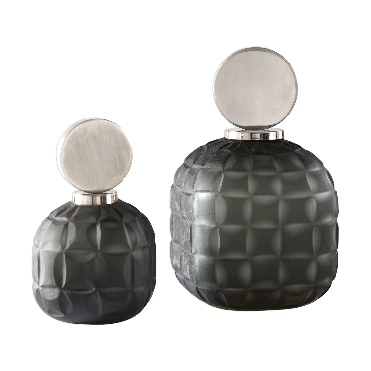 Uttermost 18866 Nafuna Charcoal Glass Bottles S/2